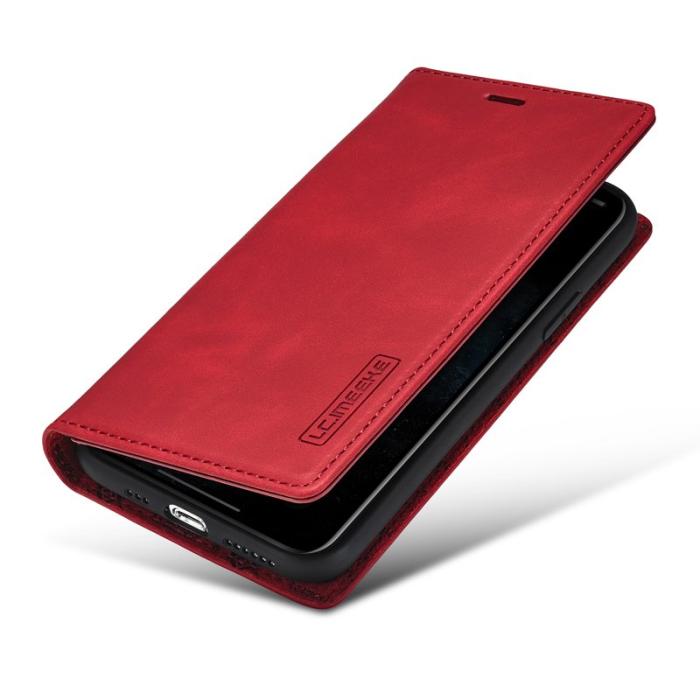 LC.imeeke - LC.IMEEKE Plånboksfodral för iPhone 11 - Starkt Magnetiskt Konstläder - Röd