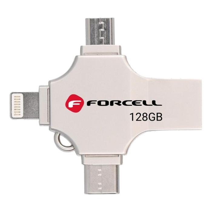 Forcell - Forcell Pendrive 128GB USB 3.2 Gen 1(USB-A/USB-C/Lightning/Micro-USB)