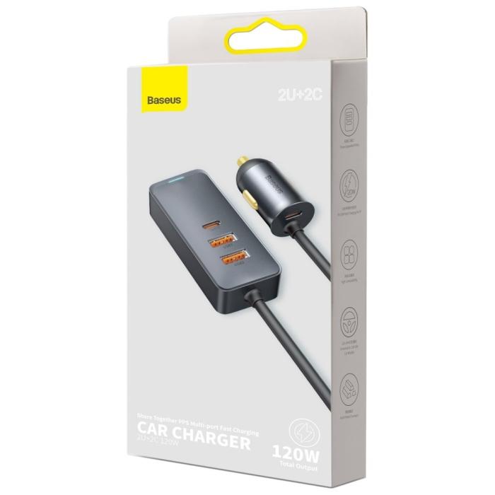BASEUS - Baseus 2x USB / 2x USB-C billaddare 120W
