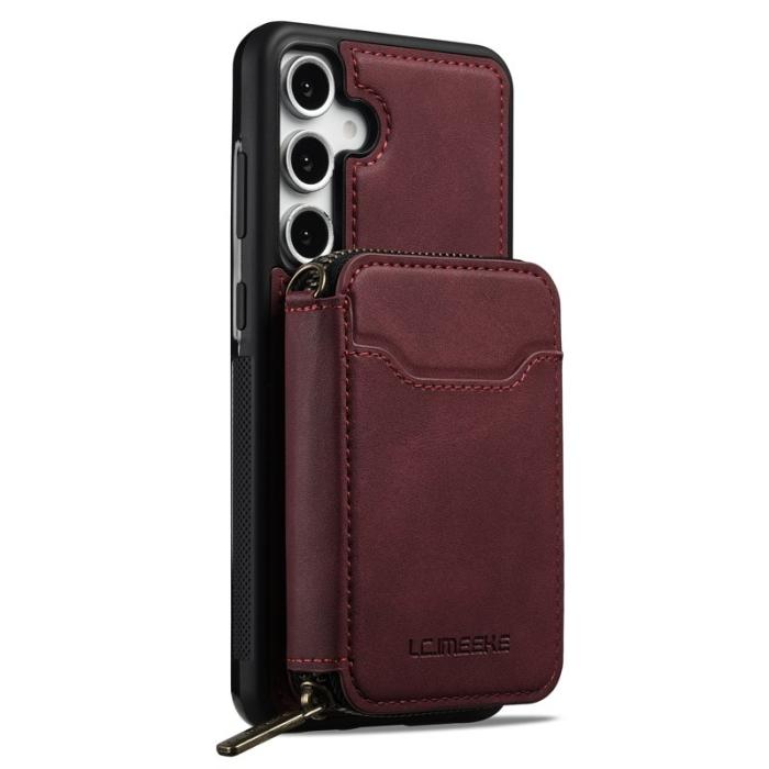 LC.imeeke - LC.IMEEKE L6 för Samsung Galaxy S23 FE Konstläder Plånboksfodral - Röd