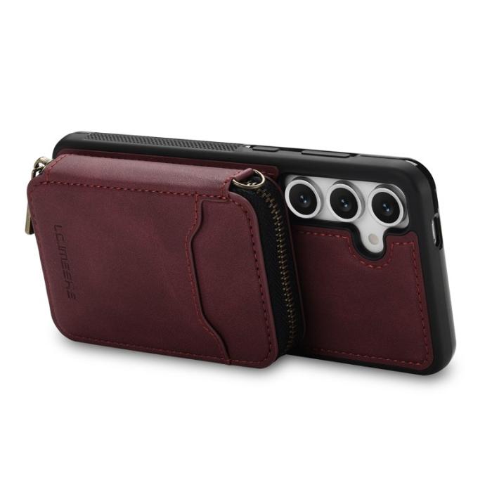 LC.imeeke - LC.IMEEKE L6 för Samsung Galaxy S23 FE Konstläder Plånboksfodral - Röd