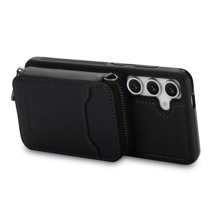 LC.imeeke - LC.IMEEKE L6 för Samsung Galaxy S23 FE Konstläder Plånboksfodral - Svart