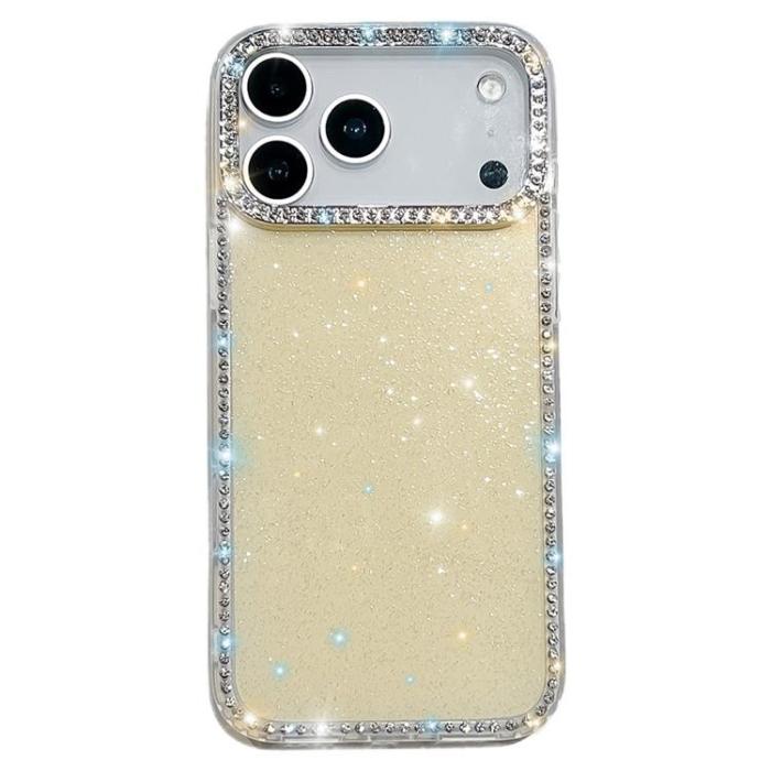A-One Brand - iPhone 17 Pro Mobilskal Rhinestone Edge - Glitter Ljusgul
