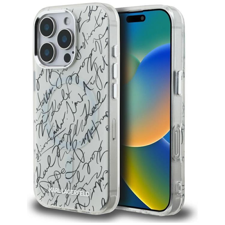 Karl Lagerfeld iPhone 16 Pro Max Mobilskal MagSafe IML Karl Script - Vit | 2353 | AlltMobil