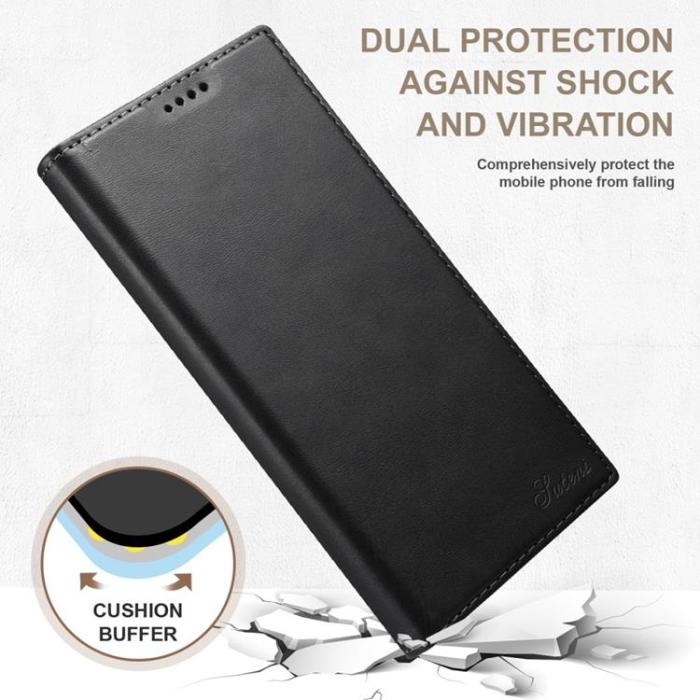UTGATT1 - SUTENI Läder Fodral Galaxy S22 Ultra 5G - Svart