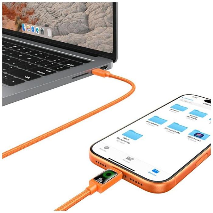 USAMS - USAMS USB-C till USB-C 60W Kabel 1.2m SJ773 - Orange