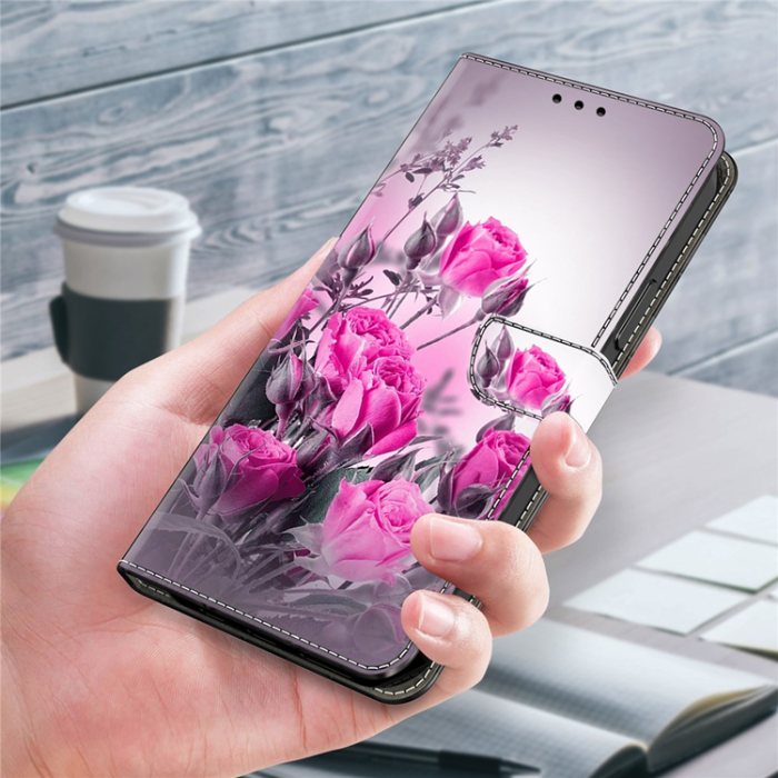 A-One Brand - Galaxy A17 5G Plånboksfodral Pattern Printing - Lila Flowers