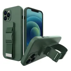 Ruhtel - Rope Gel Airbag Skal Med Lanyard iPhone 11 Pro Max - M&ouml;rk Gr&ouml;n