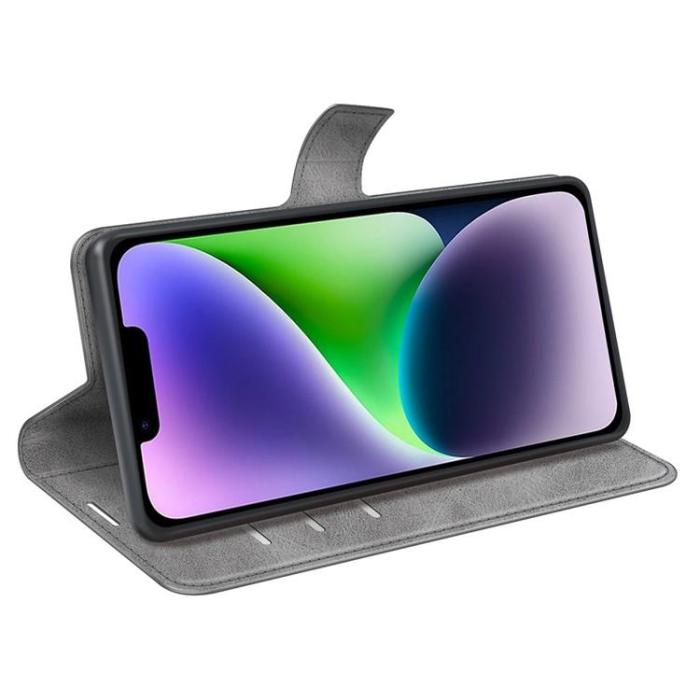 OEM - iPhone 15 Plus Plånboksfodral Calf Flip Folio - Grå