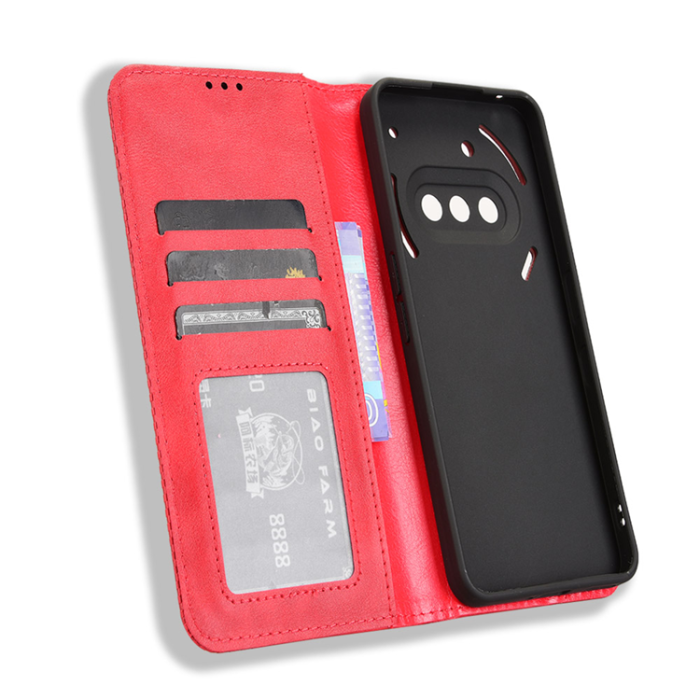 A-One Brand - Nothing Phone (3a) Plånboksfodral Retro Kickstand - Röd