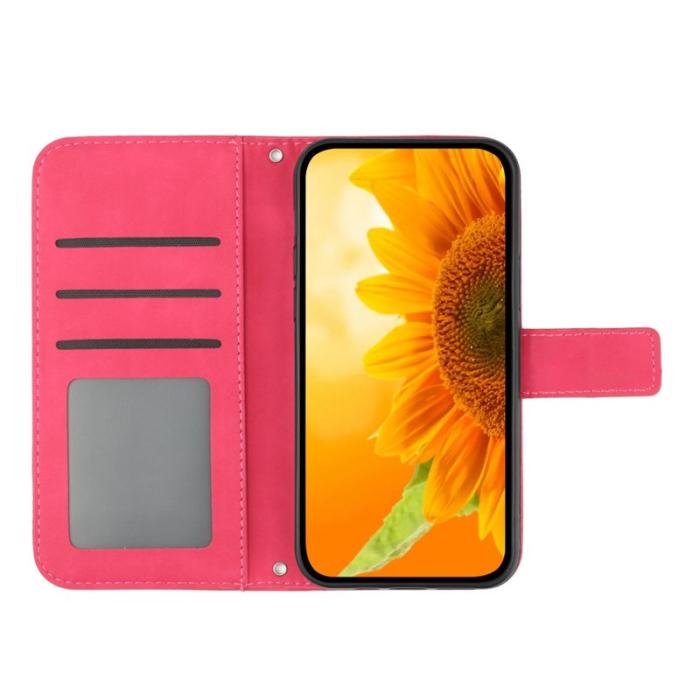 OEM - Samsung Galaxy S26 Plånboksfodral Solrostryck Handrem Konstläder - Rosa