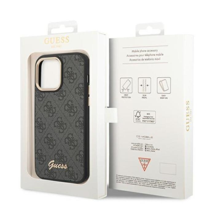 Guess - GUESS iPhone 14 Pro Max Skal 4G Vintage Gold Logo - Svart