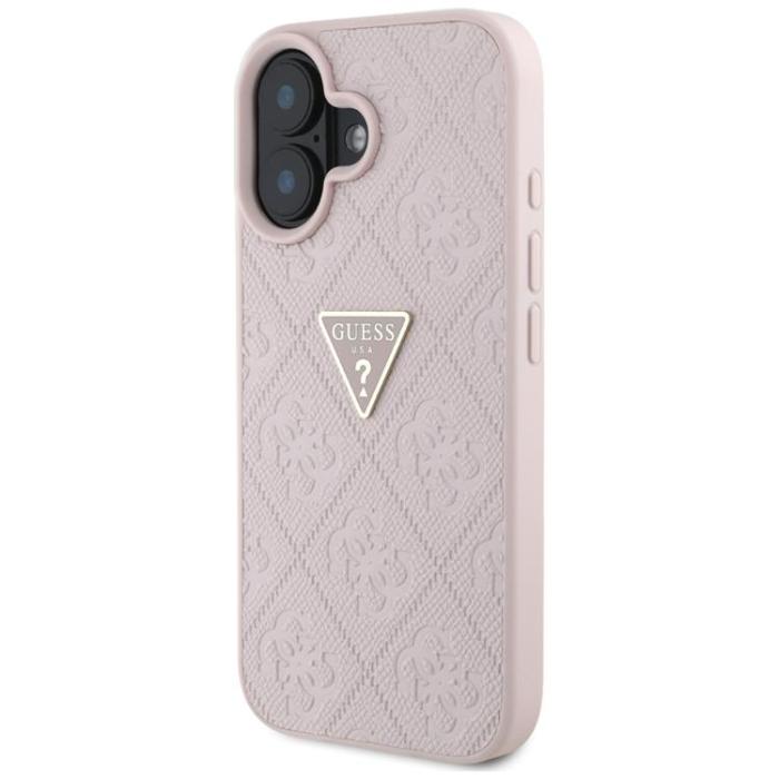 Guess - Guess iPhone 16 Mobilskal Hot Stamp 4G Triangle Logo - Rosa