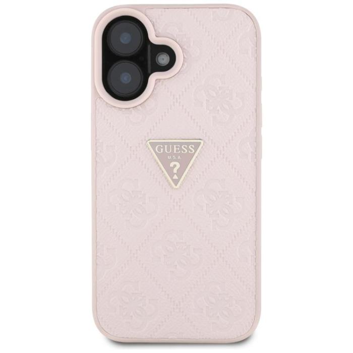 Guess - Guess iPhone 16 Mobilskal Hot Stamp 4G Triangle Logo - Rosa