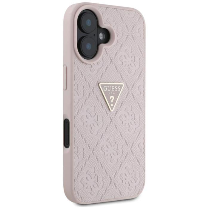 Guess - Guess iPhone 16 Mobilskal Hot Stamp 4G Triangle Logo - Rosa