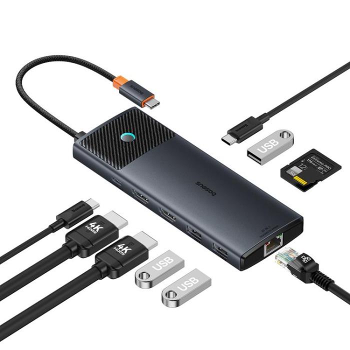BASEUS - Baseus HUB 10in1 Metal Gleam Series - Svart