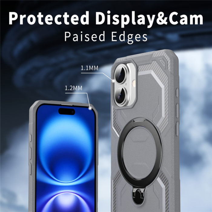 A-One Brand - iPhone 16 Plus Mobilskal MagSafe Kickstand TPU + PC - Grå