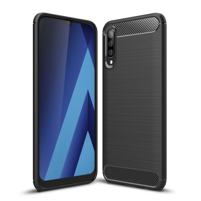 OEM - Carbon Brushed Mobilskal till Samsung Galaxy A70 - Svart