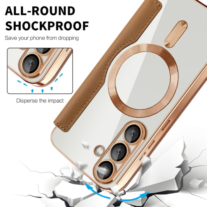 A-One Brand - Galaxy S25 Plus Plånboksfodral MagSafe RFID Blocking - Brun