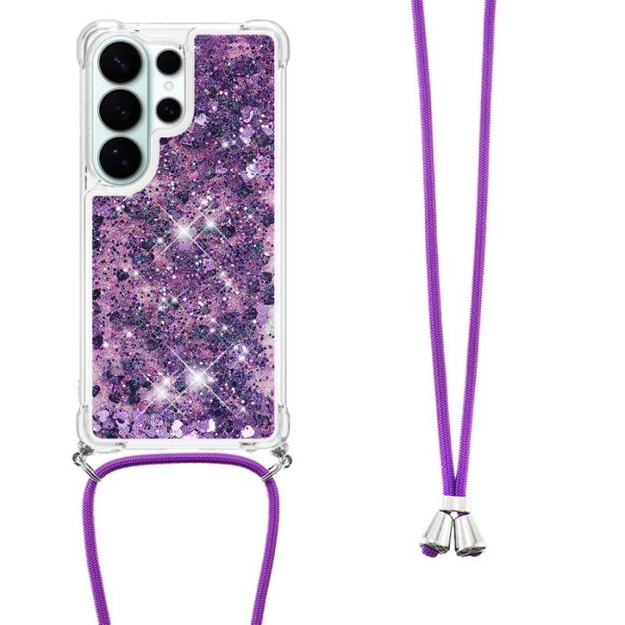 OEM - Mobilskal till Samsung Galaxy S26 Ultra TPU Snabbsand Telefon Mörklila / Hjärtar