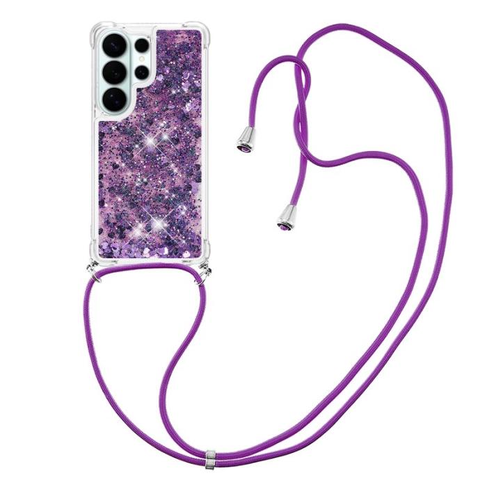 OEM - Mobilskal till Samsung Galaxy S26 Ultra TPU Snabbsand Telefon Mörklila / Hjärtar
