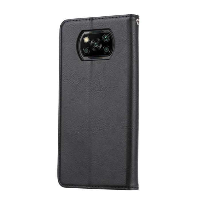 A-One Brand - Auto-absorbed Läder Plånboksfodral Xiaomi Poco X3 / X3 Pro / X3 NFC - Svart
