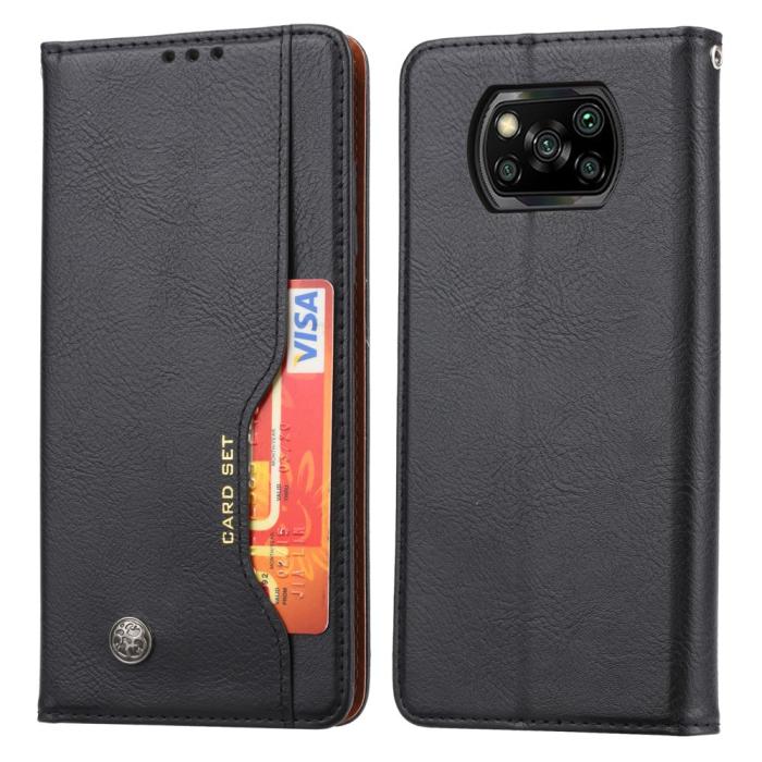 A-One Brand - Auto-absorbed Läder Plånboksfodral Xiaomi Poco X3 / X3 Pro / X3 NFC - Svart