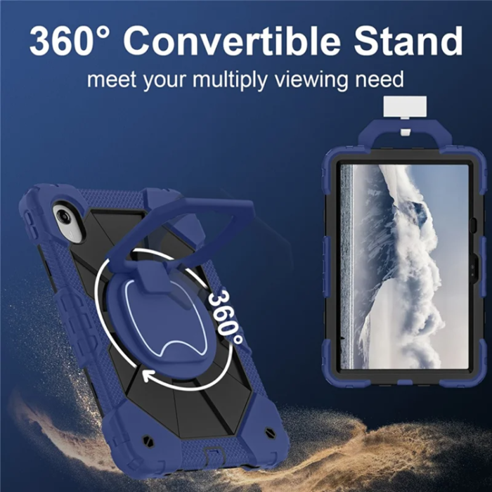 A-One Brand - Lenovo M11/Idea Tab Skal Silikon Kickstand - Marinblå/Svart