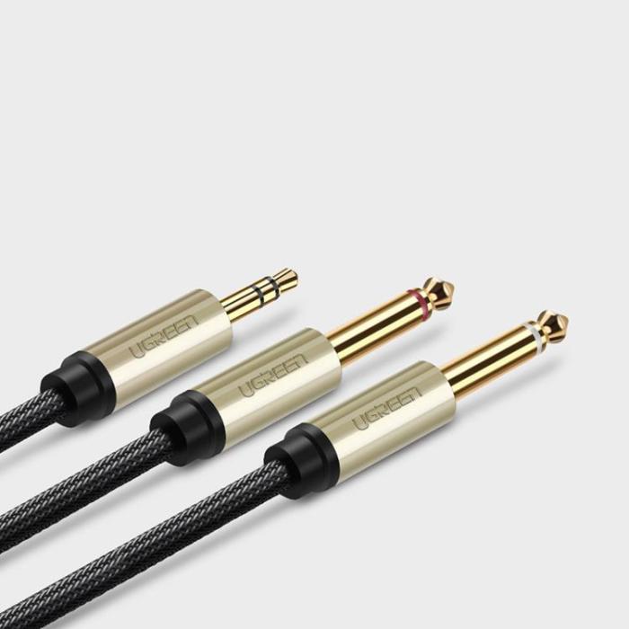Ugreen - Ugreen Audio Kabel Mini Jack 3.5 mm Till 2 x jack 6.35 mm 1m - Grå