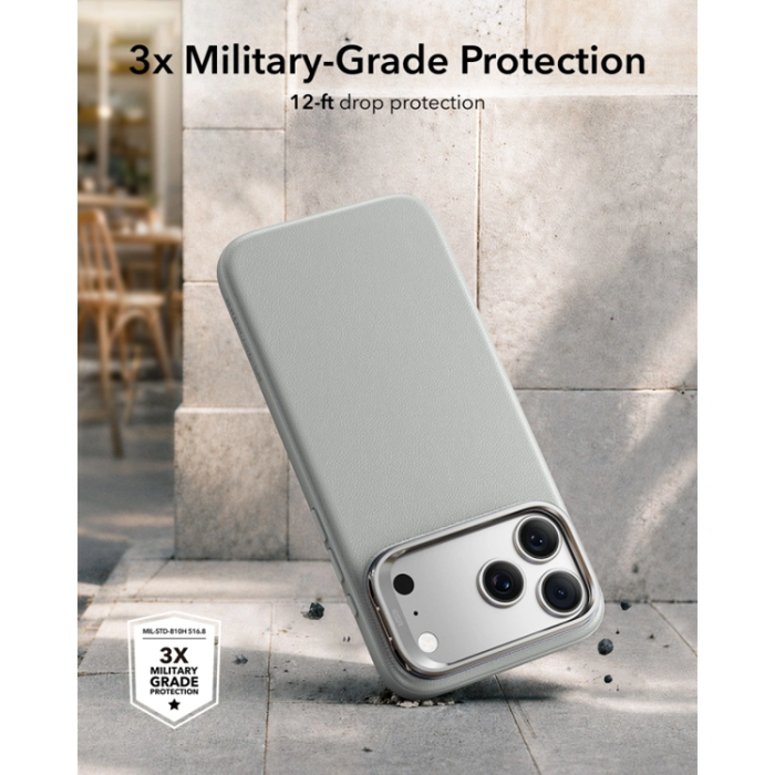 ESR - ESR Mobilskal För iPhone 18 Pro Max/17 Pro Max Magsafe Läder Kickstand - Grå