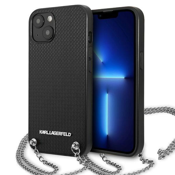 Karl Lagerfeld iPhone 13/14/15 Skal MagSafe Leather Textured & Chain