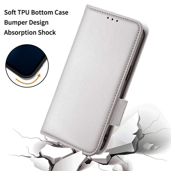 A-One Brand - Sony Xperia 1 VII Plånboksfodral Litchi Texture Med Rem - Vit