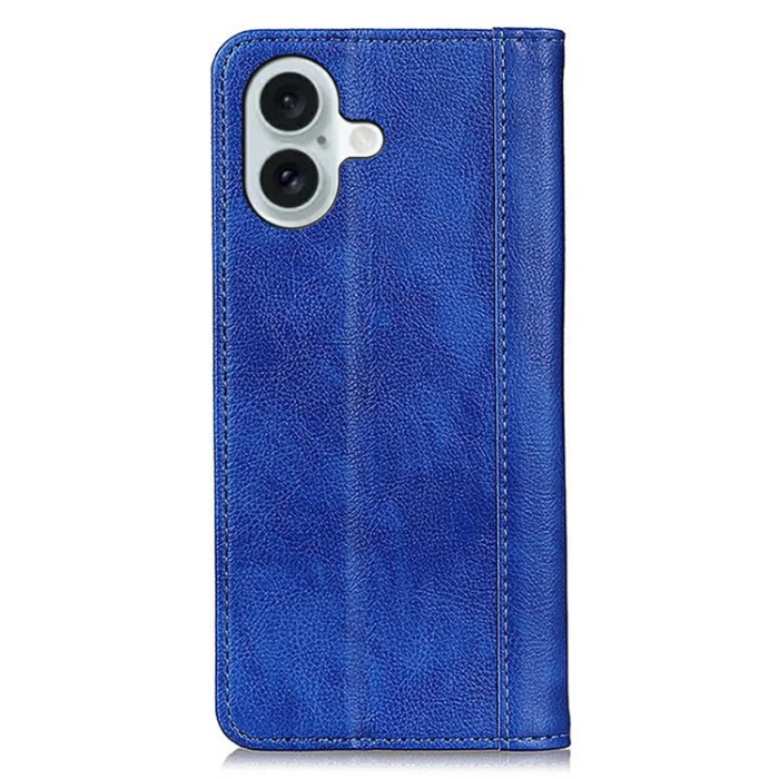 A-One Brand - iPhone 17 Plånboksfodral Äkta Läder Litchi - Blå