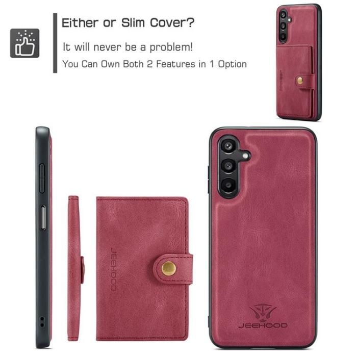 OEM - JEEHOOD Samsung Galaxy A15 4G/5G Mobilskal Konstläder Plast - Röd