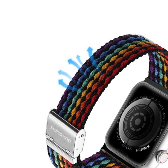 Dux Ducis - Dux Ducis Apple Watch 4/5/6/7/8/SE (41/40/38mm) Armband Braided Dark Stripes