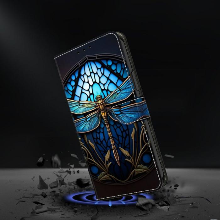OEM - Samsung Galaxy A37 Plånboksfodral TPU + Konstläder - Blå Trollslända