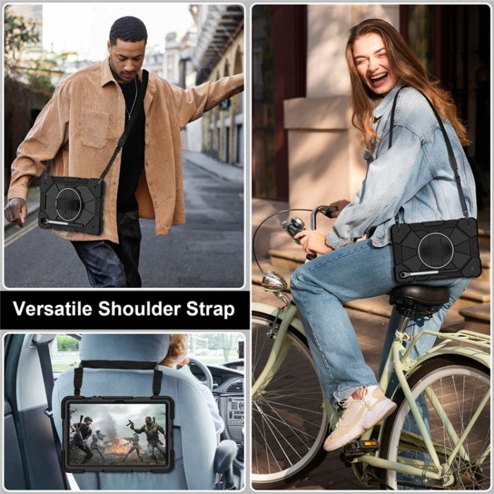 A-One Brand - Galaxy Tab S10 FE/S9 FE/S9 Skal Kickstand med Rem - Svart