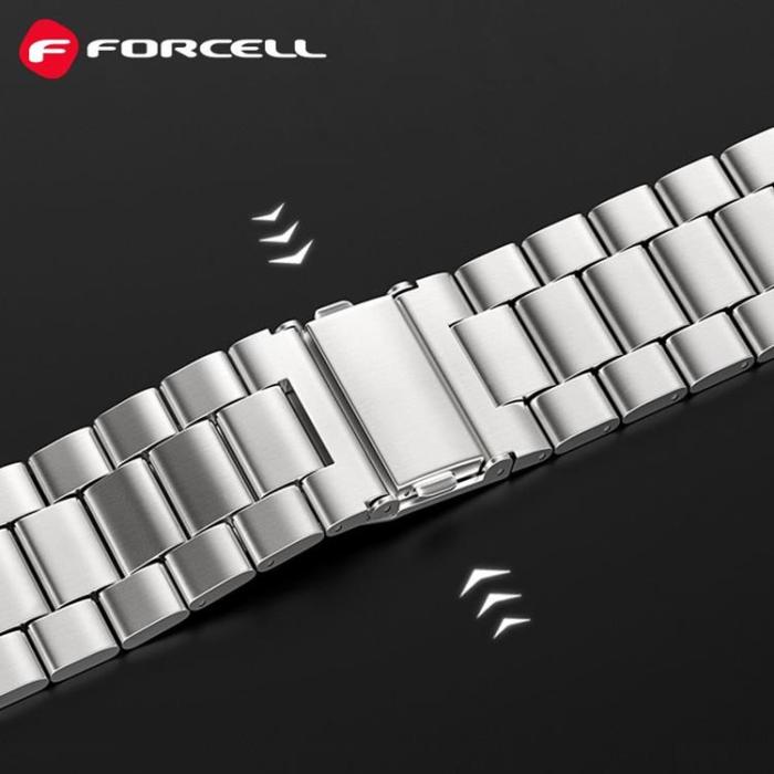 Forcell - Forcell Apple Watch (42/44/45/49mm) Armband F-Design - Silver