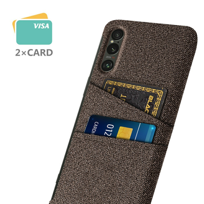 A-One Brand - Sony Xperia 1 VII Mobilskal med Dual Kortfack Tyg + PC - Brun