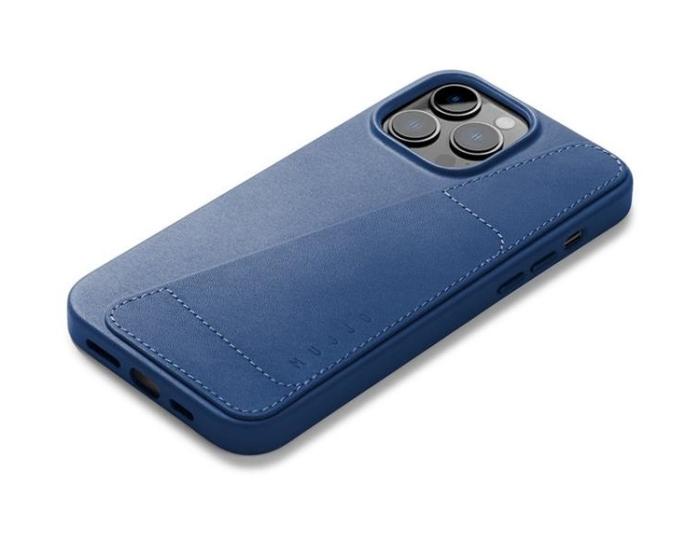 Mujjo - Mujjo iPhone 14 Pro Max Skal Korthållare Full Läder - Monacoblå