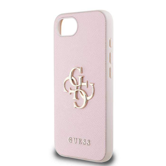Guess - Guess iPhone 16e Mobilskal PU Grained 4G Metal Logo - Rosa