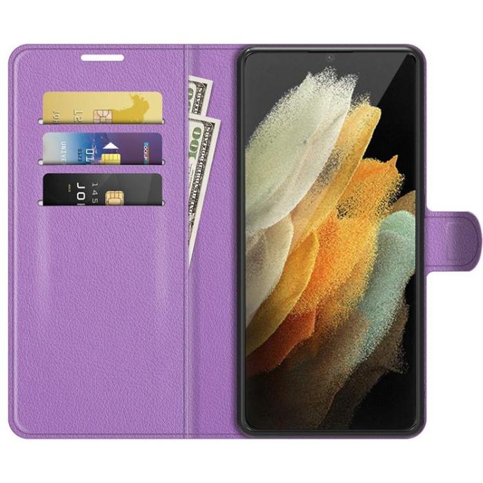 A-One Brand - Litchi Magnetic Fodral Galaxy S22 Ultra 5G - Lila