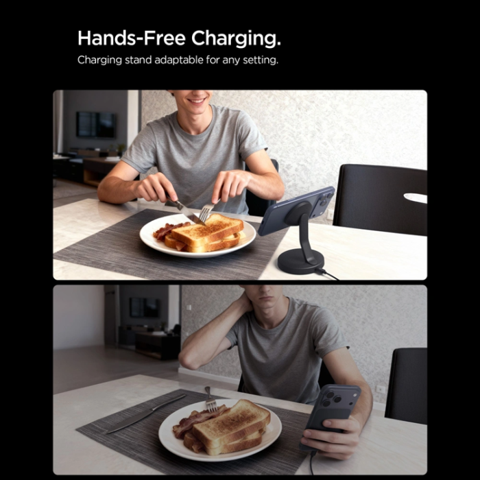 Spigen - Spigen EF151MS Essentials MagSafe Trådlös Laddare 15W - Svart