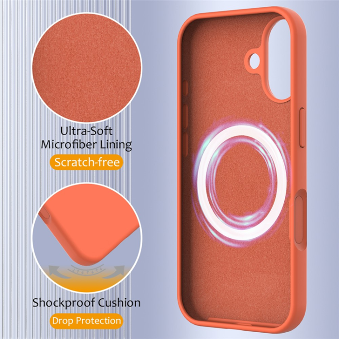 A-One Brand - iPhone 17 Mobilskal MagSafe Silikon Anti-Drop - Orange