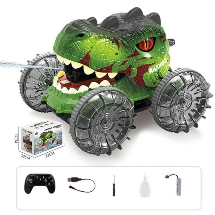 OEM - 2.4G RC Amfibisk Dinosauriebil Stunt med Vattenspray för Barn (Ålder 3+)
