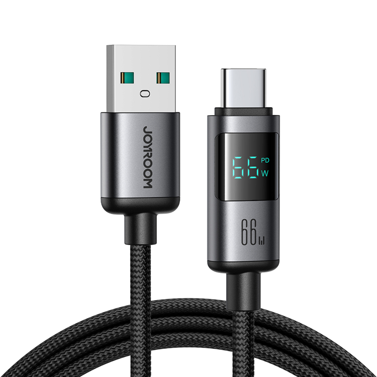Joyroom USB-A - USB-C kabel 66W 1.2m med Display - Svart | 3541 | AlltMobil