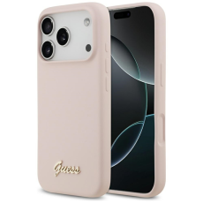 Guess - Guess iPhone 17 Pro Mobilskal Magsafe Script Metal Logo - Rosa