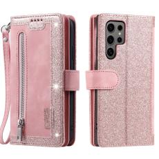 OEM - Samsung Galaxy S26 Ultra Pl&aring;nboksfodral 9 Kortplatser Konstl&auml;der - Ros&eacute;guld