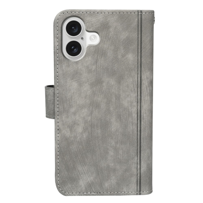 A-One Brand - iPhone 17 Plånboksfodral Line Pattern Läder - Grå