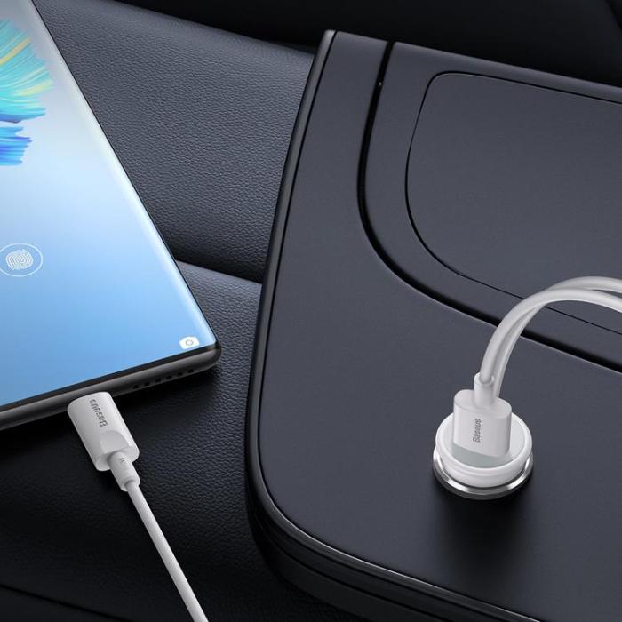 BASEUS - Baseus Magsafe Trådlös Billaddare 15W - Vit